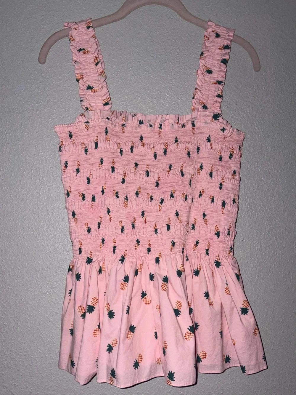 KATE SPADE | Pink Pineapple Smock Shirt XL